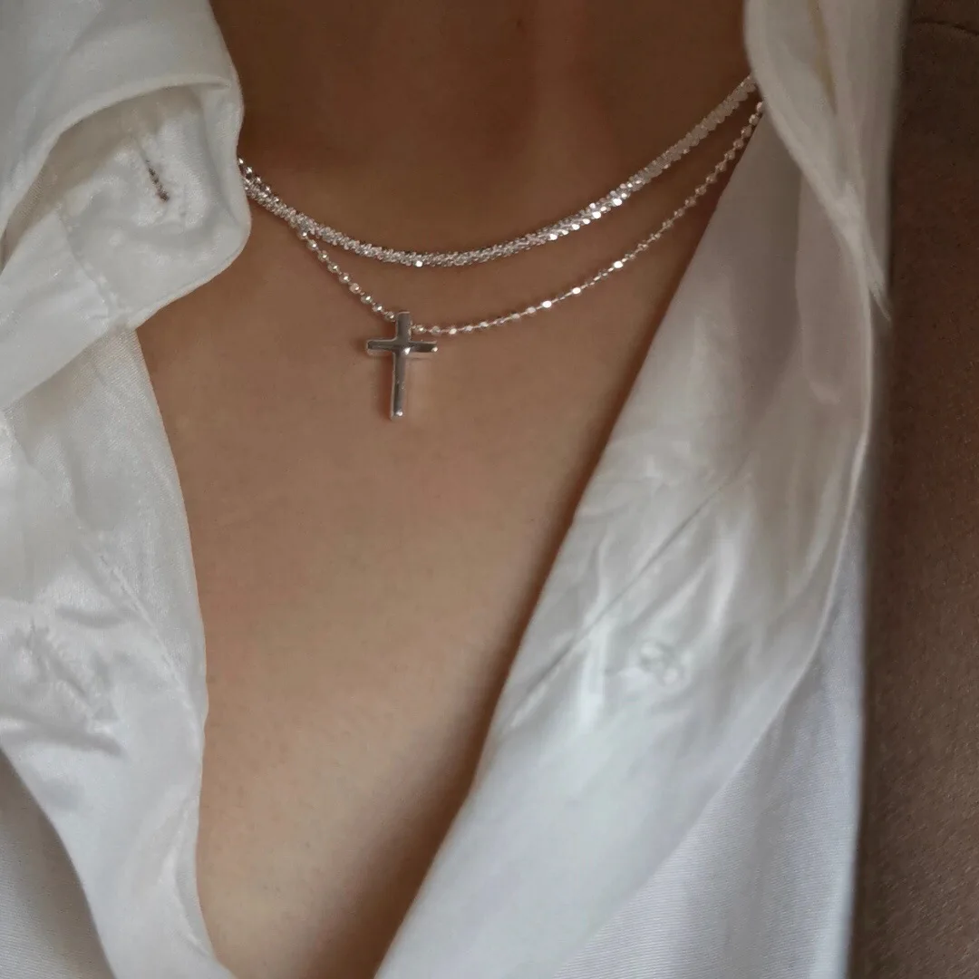 Shiny Double Layer Cross Pendant Necklaces for Women Men Punk Silver Color Layered Necklace Vintage Irregular Charm Necklace
Shiny Double Layer Cross Pendant Necklaces for Women Men Punk Silver Color Layered Necklace Vintage Irregular Charm Necklace
