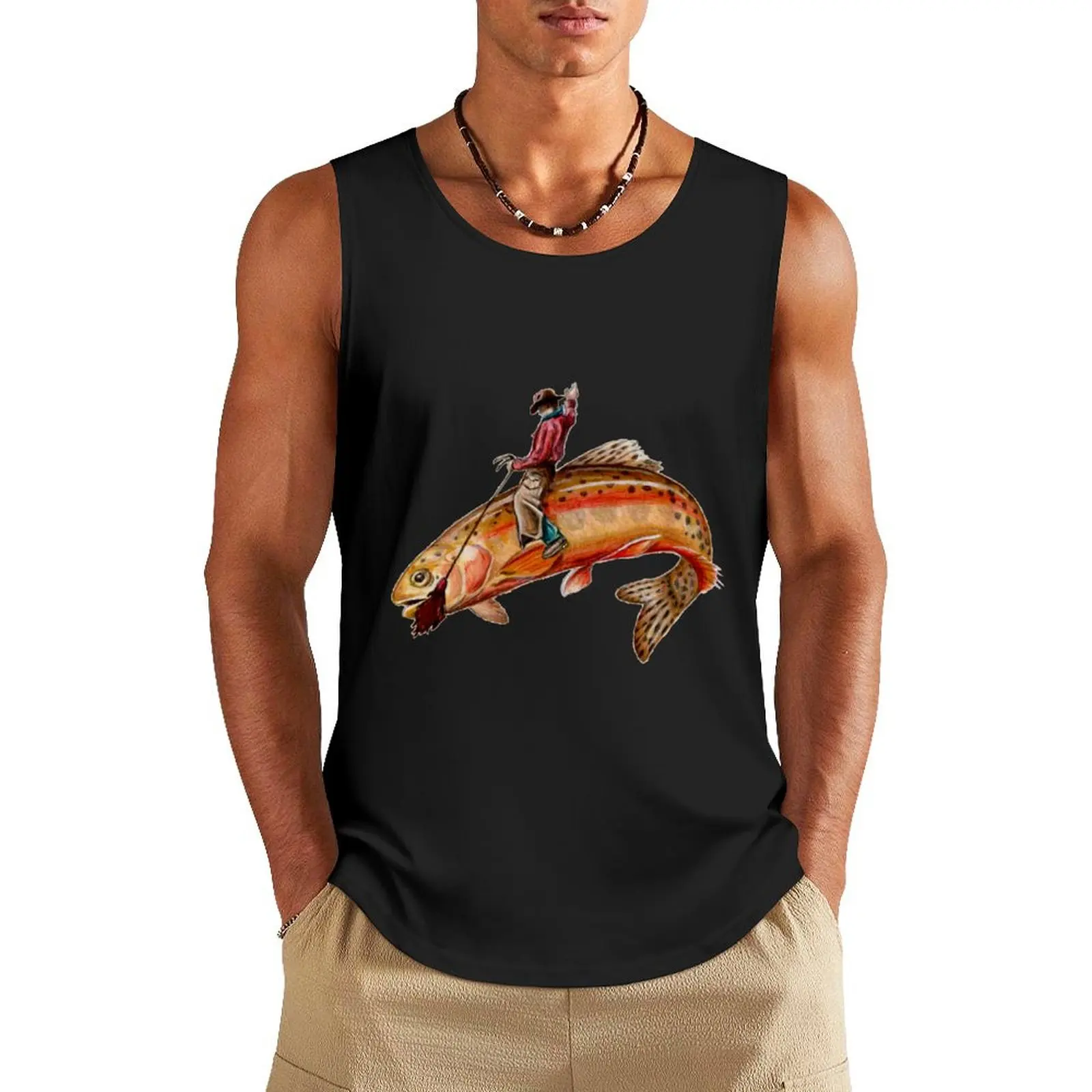 Golden Trout Cowboy Tank Top Men's t-shirts sleeveless shirts running shirt underwear gym for men
Golden Trout Cowboy Tank Top Men's t-shirts sleeveless shirts running shirt underwear gym for men