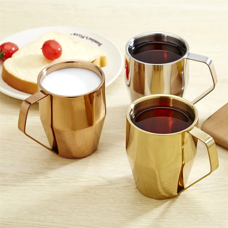 

New Stainless Steel Double-layer Mug Office Coffee Cup with Handle Insulated Tea Water Drinking Cup Beer Bottle Home Drinkware