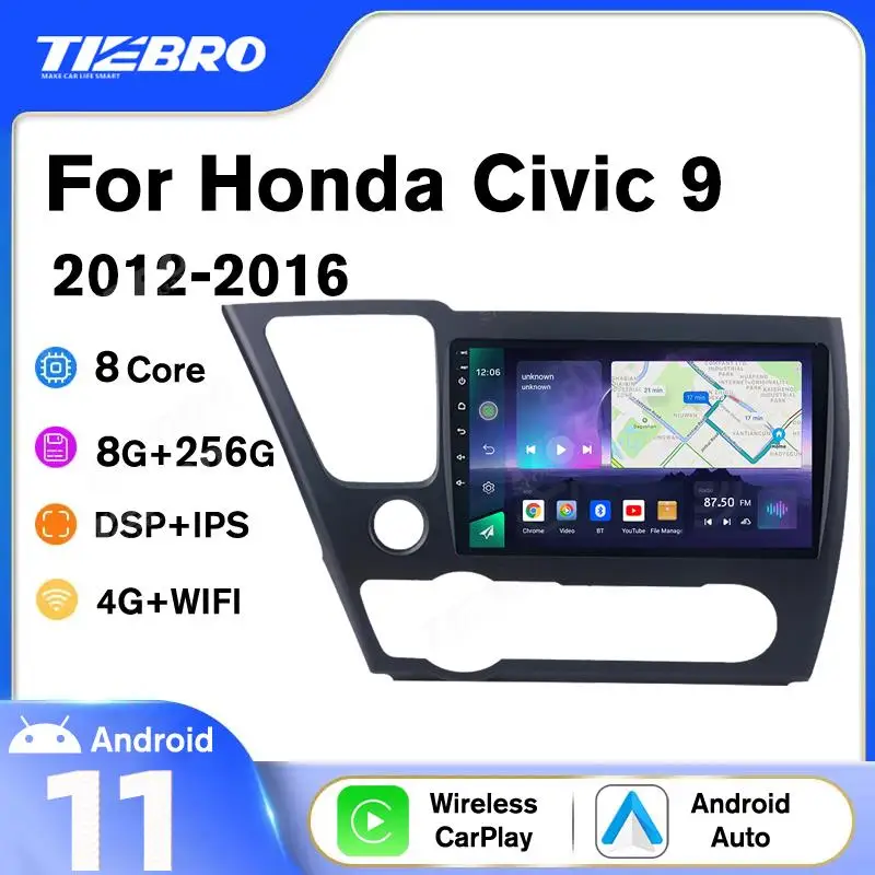 

TIEBRO A07 Carplay Car Radio For Honda Civic 9 LHD 2012-2016 8+256G Android 10.0 Car Stereo Multimedia Player GPS Headunit DSP