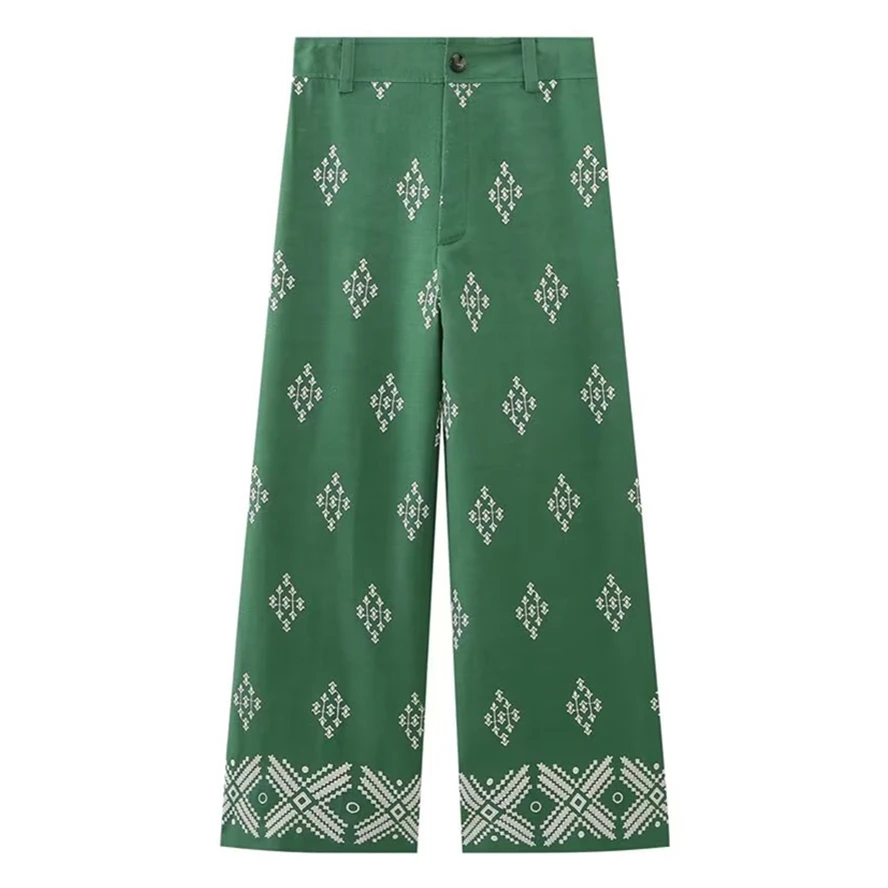 Elmsk Moroccan Bohemian Retro Geometric Embroidery Cropped Pants High Waist Straight Leg Casual Pants Women 
Elmsk Moroccan Bohemian Retro Geometric Embroidery Cropped Pants High Waist Straight Leg Casual Pants Women