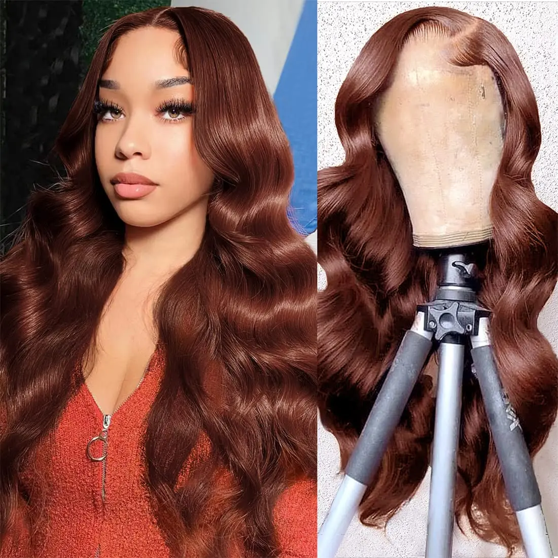 Body Wave Glueless Wig Reddish Brown Copper Red Wig Synthetic Lace Front Wigs Pre Plucked Hairline With Baby Hair 180% Density
Body Wave Glueless Wig Reddish Brown Copper Red Wig Synthetic Lace Front Wigs Pre Plucked Hairline With Baby Hair 180% Density