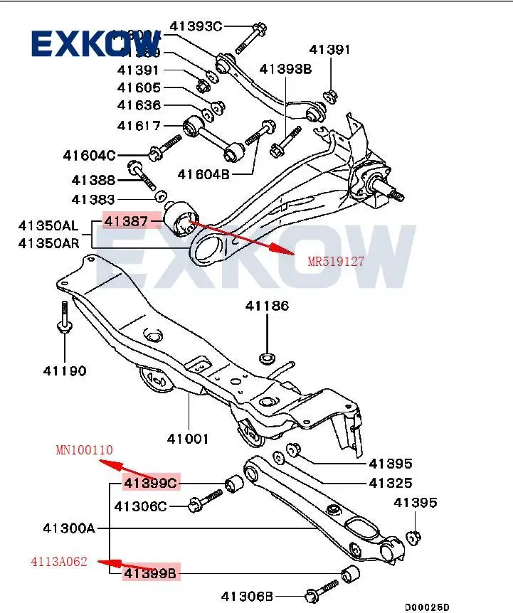 

2PCS Rear Suspension Arm Lower Bushings for Mitsubishi Outlander CU2W CU4W CU5W Lancer MR519127 MN100110 4113A062