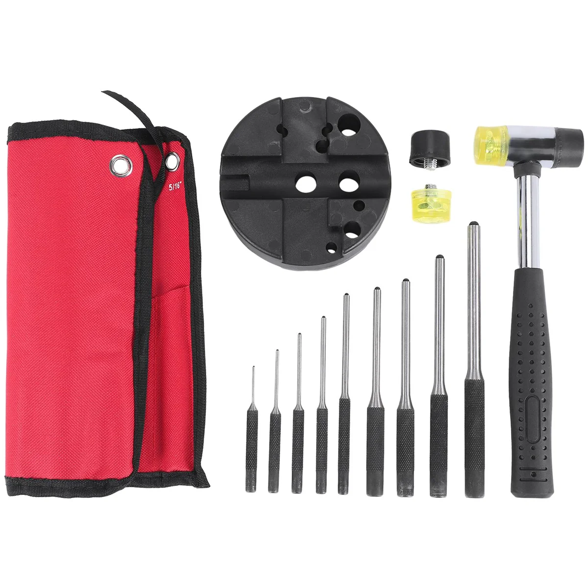 Roll Pin Punch Set with Storage Pouch,Smithing Punch Removing Repair Tools,with Bench Block Pin Punches and Hammer
Roll Pin Punch Set with Storage Pouch,Smithing Punch Removing Repair Tools,with Bench Block Pin Punches and Hammer