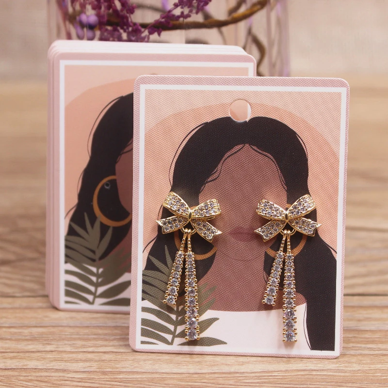 100Pcs Fashion Stud Earring Package Card Beauty Girl Printed Dangle Earring Packaging Tag 5x6.5cm Jewelry Display Paper Card
100Pcs Fashion Stud Earring Package Card Beauty Girl Printed Dangle Earring Packaging Tag 5x6.5cm Jewelry Display Paper Card
