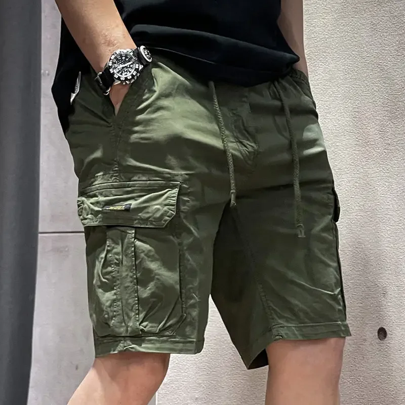 

Men's Cargo Shorts Strech with Draw String Male Bermuda Short Pants Black Combat New in Cotton Free Shipping Y2k Baggy Vintage