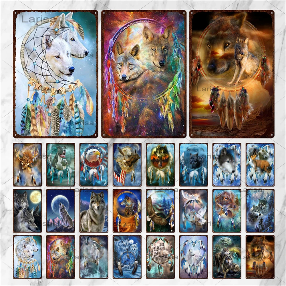 Dream Catcher Wolf Metal Tin Sign Vintage Plaque Wild Animals Retro Art Poster Wall Decoration Club Party Decoration Metal Plate
Dream Catcher Wolf Metal Tin Sign Vintage Plaque Wild Animals Retro Art Poster Wall Decoration Club Party Decoration Metal Plate