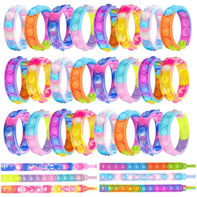 30pcs Rainbow silicone bracelet Stress Relief Sensory Hand Toys for Kid Squishy Sensory AntiStress Game Simple Dimple Relax Gift
30pcs Rainbow silicone bracelet Stress Relief Sensory Hand Toys for Kid Squishy Sensory AntiStress Game Simple Dimple Relax Gift