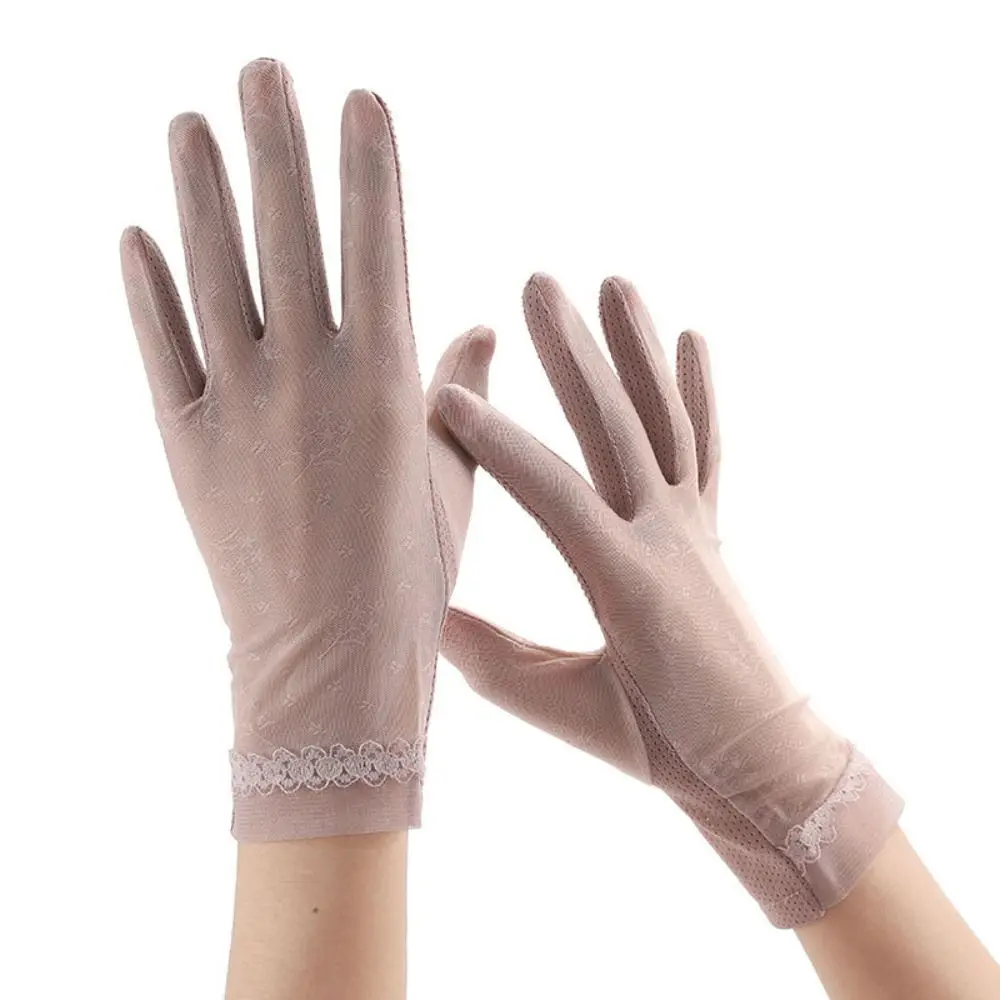 

Lace Sun Protection Gloves Touch Screen Gloves Bow Summer Sunscreen Gloves Mittens Anti-Sunburn Sunscreen Ice Silk Gloves