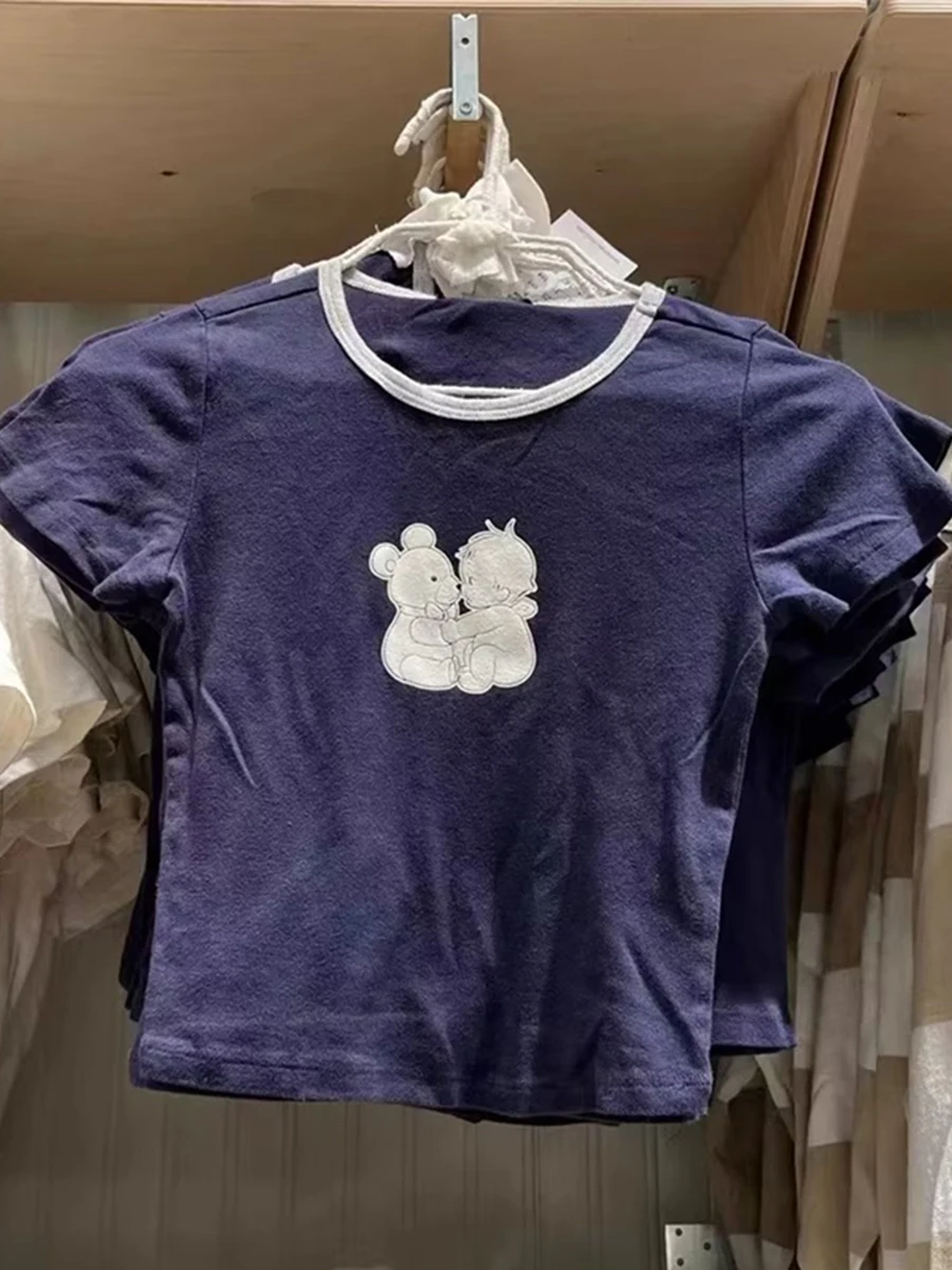 Cartoon Print Slim Crop Top Women Summer Vintage Patchwork Round Neck Short Sleeve T-shirts Female Y2k Streetwear Sweet Tees
Cartoon Print Slim Crop Top Women Summer Vintage Patchwork Round Neck Short Sleeve T-shirts Female Y2k Streetwear Sweet Tees