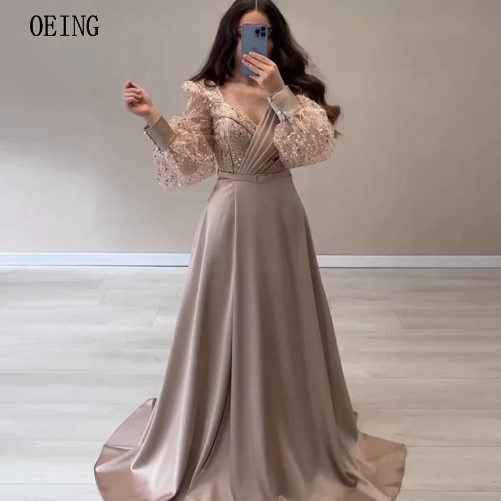 OEING Full Sleeves A-Line Luxury Dress For Weddings Sparkly Sequined Evening Prom Gown Elegant Arabic Celebrity Party Dresses
OEING Full Sleeves A-Line Luxury Dress For Weddings Sparkly Sequined Evening Prom Gown Elegant Arabic Celebrity Party Dresses