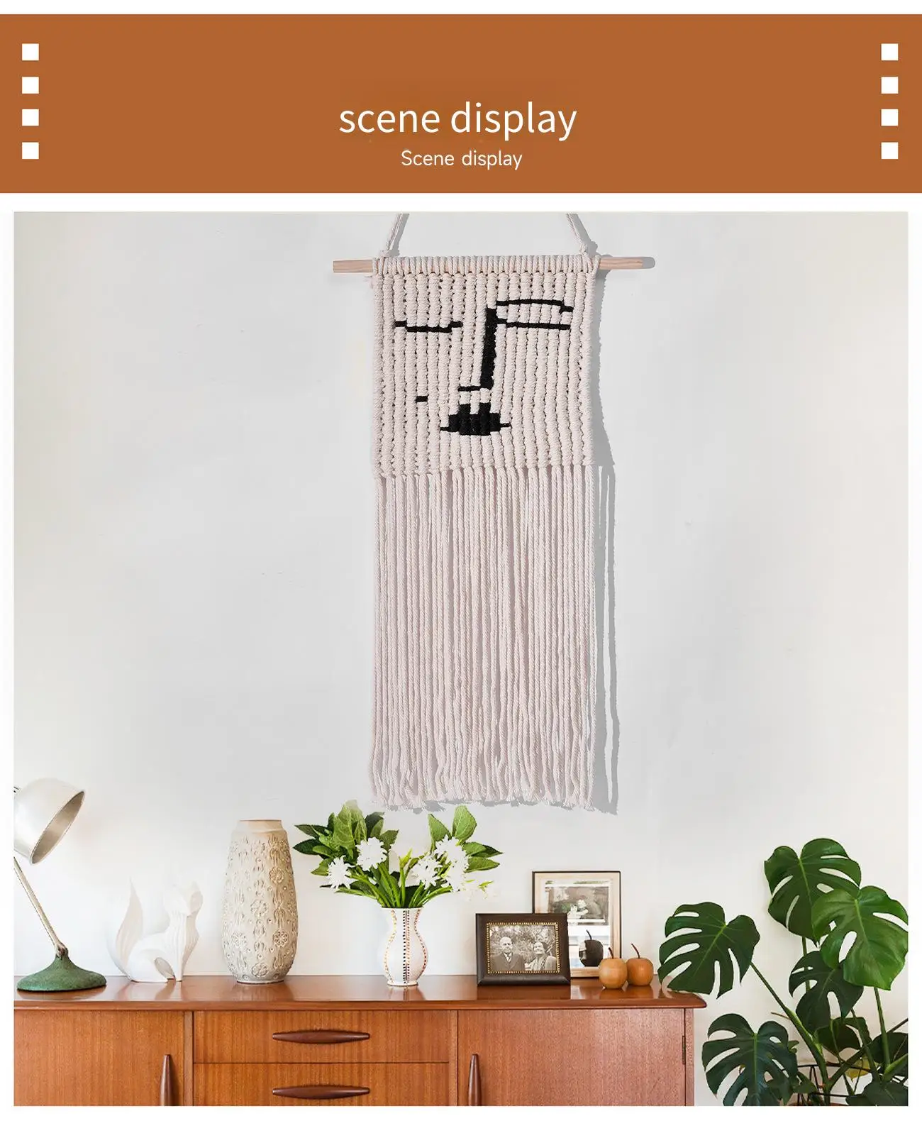 Nordic Cotton Rope Wall Hanging - 70x38cm Handwoven Decor 6 S9d96320322de43be83d96ae79fc71e1bX