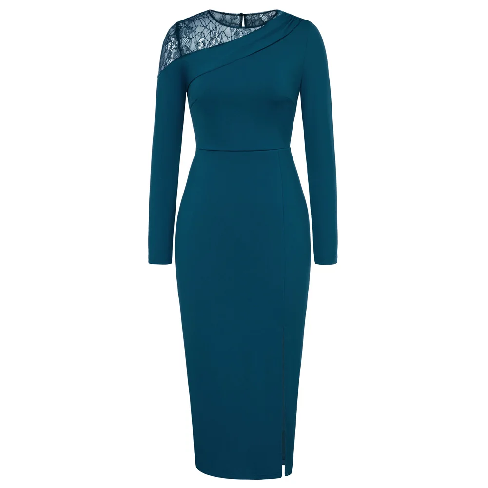 GK Women Dress Front Slit Party Long Sleeve Crew Neck Lace Patchwork Dress Fashion Elegant Office Lady Soft Hips-wrapped Dresses
GK Women Dress Front Slit Party Long Sleeve Crew Neck Lace Patchwork Dress Fashion Elegant Office Lady Soft Hips-wrapped Dresses
