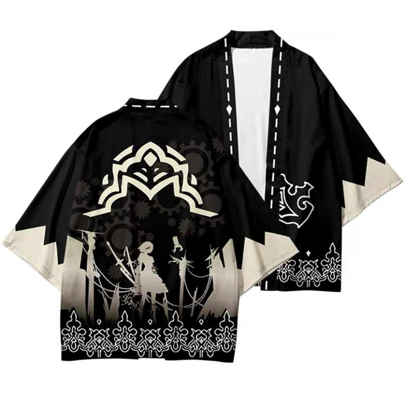

New 3 to 14 Years Kids Kimono Game NieR:Automata 2B YoRHa No.2 Type B Cloak Haori Boys Cosplay Costume Children Kimono Yukata