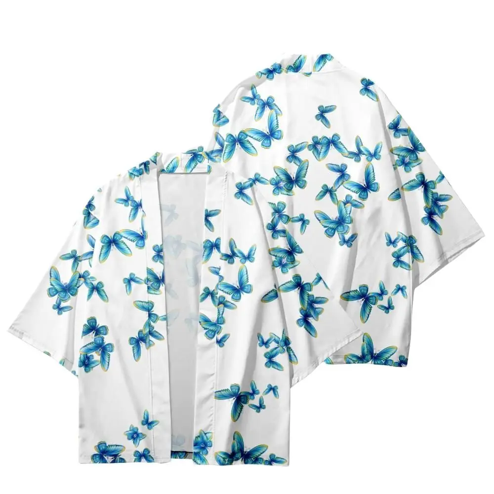 Loose Japanese Cardigan Streetwear Simple Colorful Butterfly Printed White Men Women Kimono Shirt Haori Cosplay Yukat
Loose Japanese Cardigan Streetwear Simple Colorful Butterfly Printed White Men Women Kimono Shirt Haori Cosplay Yukat