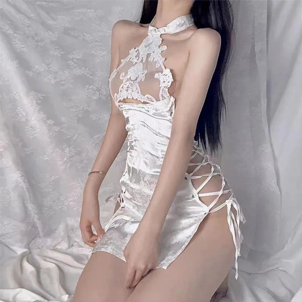 Women Sexy Nightdress Lace Cheongsam Cosplay Chinese Bellyband Strap Underwear Hollow Tight Up Dress Solid Seduction Erotic Wear
Women Sexy Nightdress Lace Cheongsam Cosplay Chinese Bellyband Strap Underwear Hollow Tight Up Dress Solid Seduction Erotic Wear