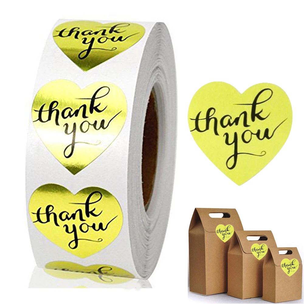

500pcs Gold Foil Business Thank You Stickers Self-Adhesive Seal Labels for Business Package,Shipping Mailers,Baking Wraps