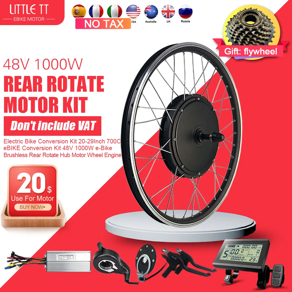 

Electric Bicycle Conversion Kit 48V 1000W Rear Rotate Hub motor Wheel 20 24 26 27.5 28 29 Inch 700C For Ebike Motor Kit