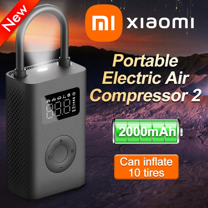 

Xiaomi Mini Portable Air Pump 2 Mijia Electric Air Compressor Treasure 150PSI Type-C LED Multitool Inflator For Automotive Car