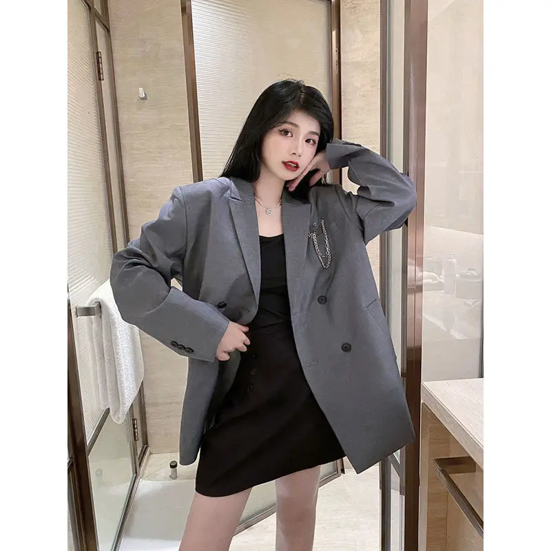 Women'S Suit Jacket Korean Style Loose Black Niche 2022 Spring Autumn New Thin Suit Long Sleeve Double Breasted Blazer
Women'S Suit Jacket Korean Style Loose Black Niche 2022 Spring Autumn New Thin Suit Long Sleeve Double Breasted Blazer