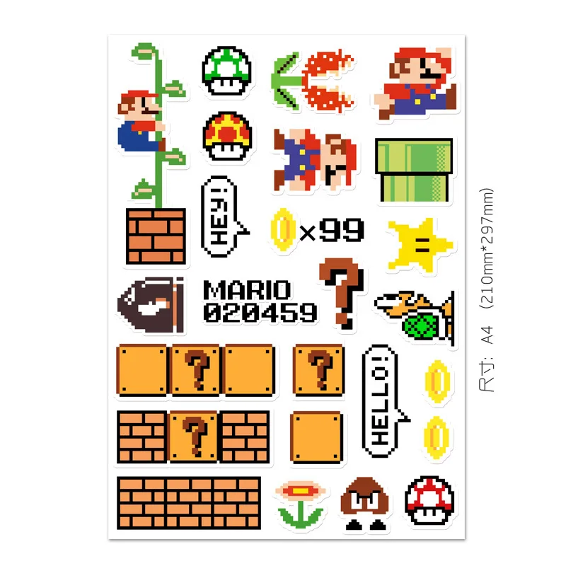 Super Mario Bros Cartoon Sticker Toy Red and White Machine Pixel Wind Waterproof Suitcase Notebook Decorative Sticker Toy Gift
Super Mario Bros Cartoon Sticker Toy Red and White Machine Pixel Wind Waterproof Suitcase Notebook Decorative Sticker Toy Gift
