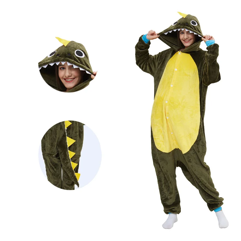 

Centrosaurus Onesies Fluffy Pajamas Kigurumi Flannel Anime Cartoon Homewear Halloween Cosplay Costumes Long Sleeve Nightgowns