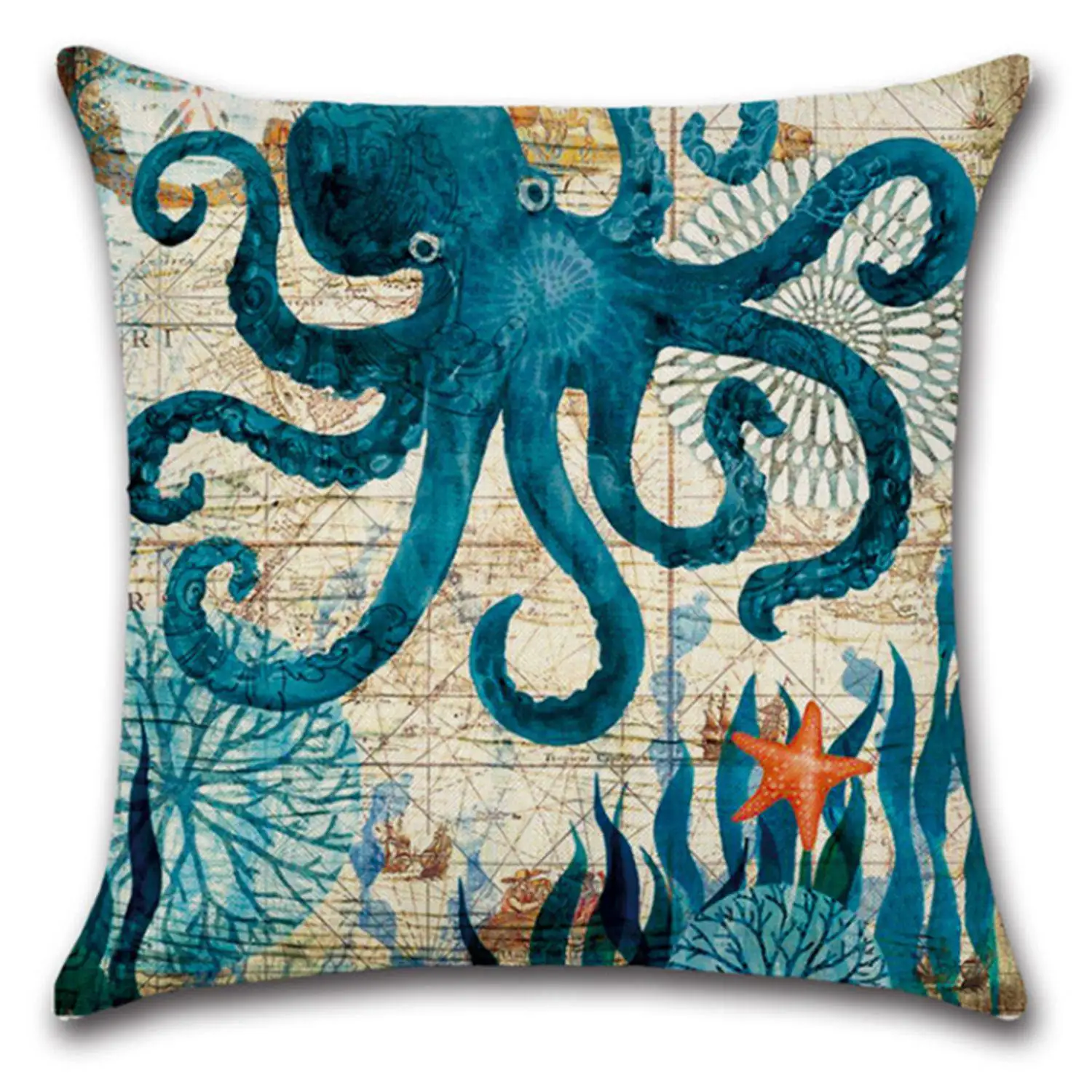 

Sea creature Sea turtle Seahorse Whale Octopus Cushion Hold pillowcase（octopus）