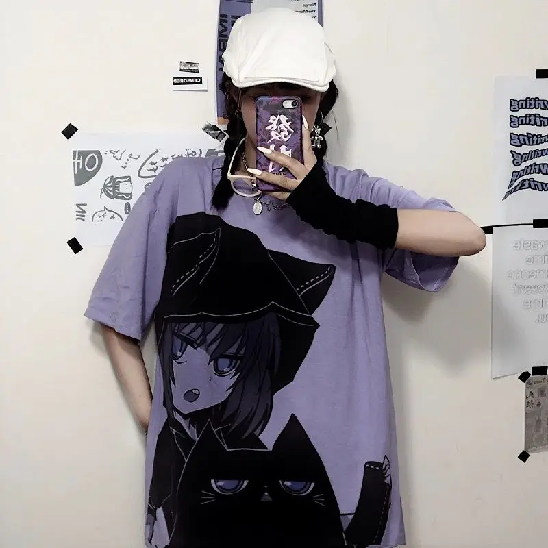 Strange flavor girl short sleeve T-shirt women's summer new Korean retro cartoon printing loose medium and long purple top
Strange flavor girl short sleeve T-shirt women's summer new Korean retro cartoon printing loose medium and long purple top