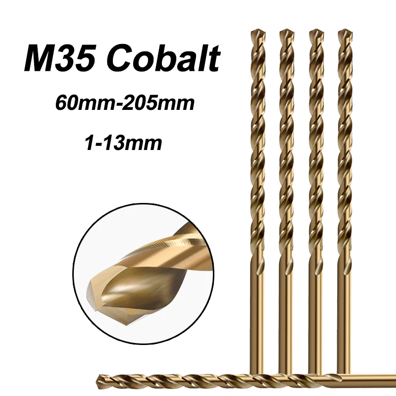 5Pcs 1mm-13mm HSS-CO 5% Cobalt M35 Long Twist Drill Bits For Stainless Steel Alloy Steel & Cast Iron
5Pcs 1mm-13mm HSS-CO 5% Cobalt M35 Long Twist Drill Bits For Stainless Steel Alloy Steel & Cast Iron
