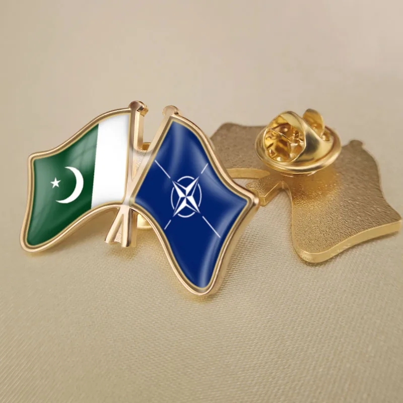 Pakistan and NATO North Atlantic Treaty Organization Crossed Double Friendship Flags Lapel Pins Brooch Badges
Pakistan and NATO North Atlantic Treaty Organization Crossed Double Friendship Flags Lapel Pins Brooch Badges
