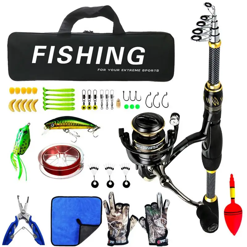 

Rod And Reel Combo Fishing Rod Combos Rods Spinning Reels Lures Set Carrier Bag Carbon Fiber Telescopic Fishing Rods Combos