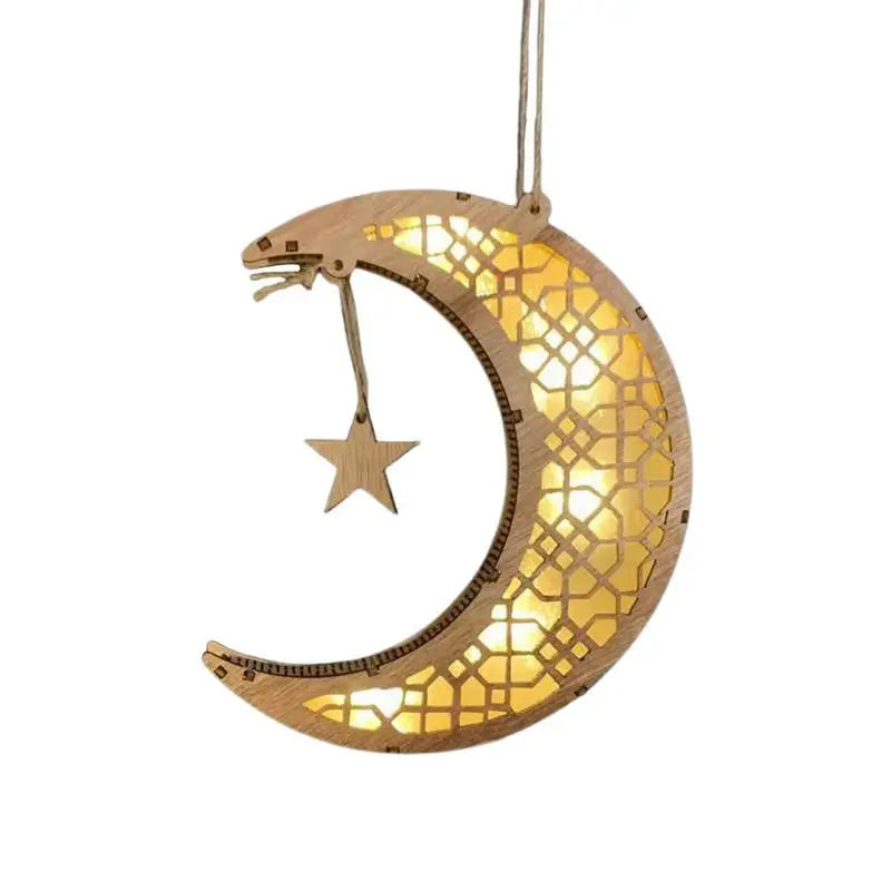 Eid Lights Decorations For Home Moon Pendant LED Lights Holiday Signs Moon Lights Eid Pendants Holiday Ornaments Wooden Crafts
Eid Lights Decorations For Home Moon Pendant LED Lights Holiday Signs Moon Lights Eid Pendants Holiday Ornaments Wooden Crafts