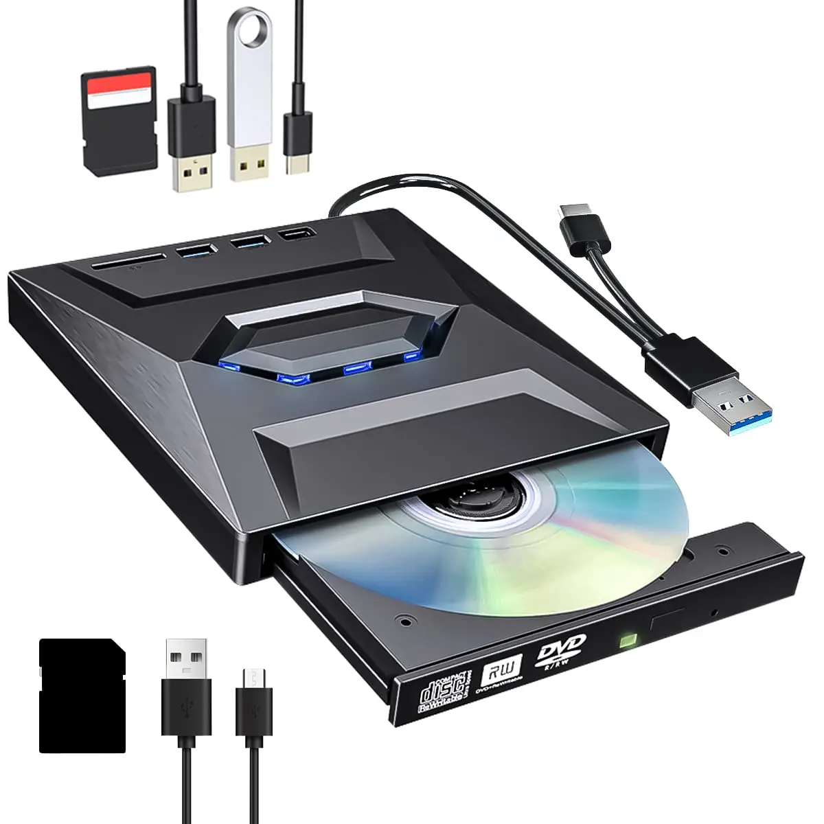 External DVD Drive For Laptop USB 3.0 Type-C Portable CD/DVD Optical Drive Player Writer CD Burner With 2 USB 3.0 Ports
External DVD Drive For Laptop USB 3.0 Type-C Portable CD/DVD Optical Drive Player Writer CD Burner With 2 USB 3.0 Ports