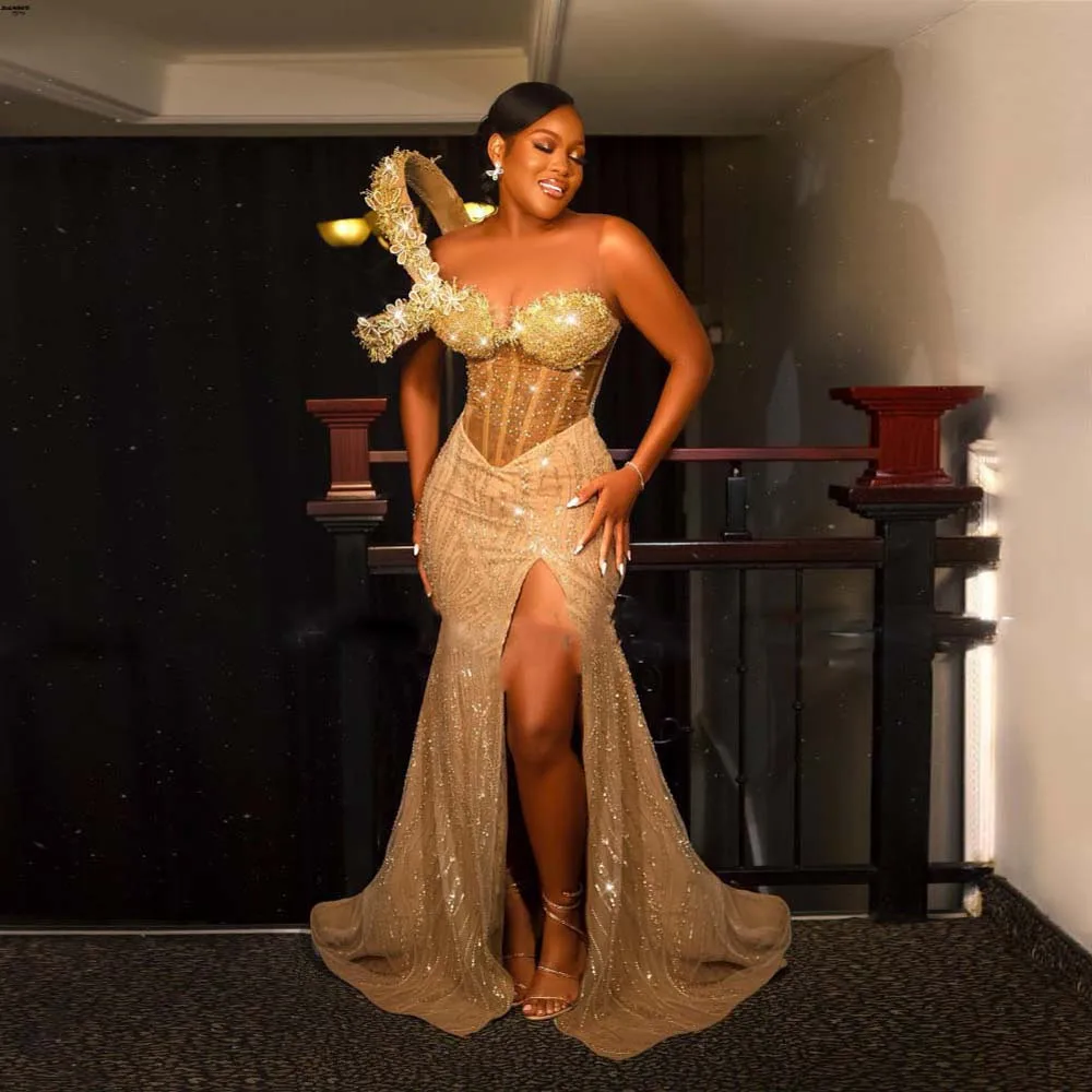 Black Girls Lace Prom Dresses With Sheer Neck Sequins High Slit Mermaid Evening Dress With Appliques Aso Ebi Birthday Gown
Black Girls Lace Prom Dresses With Sheer Neck Sequins High Slit Mermaid Evening Dress With Appliques Aso Ebi Birthday Gown