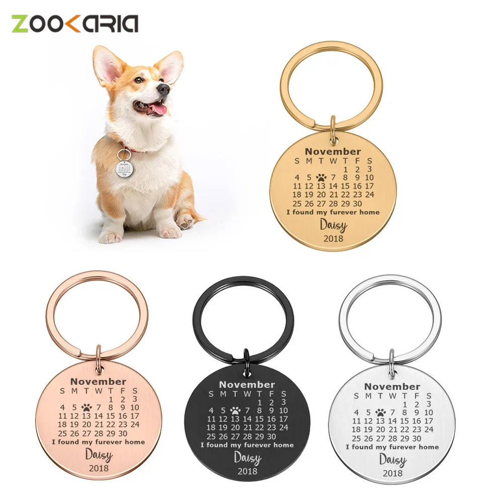 

Custom Dog Collars Personalized Pet ID Tag Engraved Keychain Charm Supplies For Cat Puppy Tags Name Date Keyring Accessories