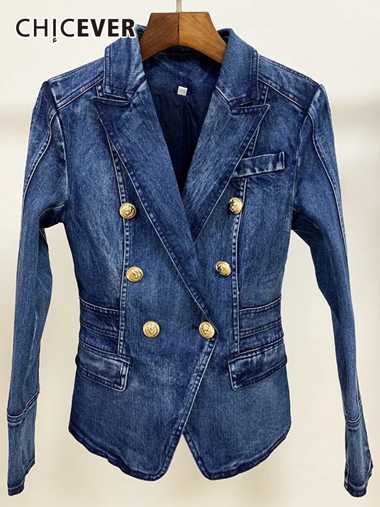 CHICEVER Solid Slimming Denim Coats For Women Notched Collar Long Sleeve Double Breasted Casual Jackets Female Spring Clothing
CHICEVER Solid Slimming Denim Coats For Women Notched Collar Long Sleeve Double Breasted Casual Jackets Female Spring Clothing