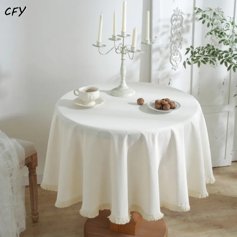 

White Minimalist Solid Thickening Round Tablecloth Table Cover Chicken Table Cloth Tablecloth for Table Tea Round Table Map