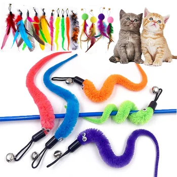 Acessórios para Brinquedos de Gato: O Brinquedo Ideal para Estimular e Divertir Seu Gato 9 Cat Feather Toy Accessories False Mouse Worm Toy with Bell Kitten cat Toys Interactive Replacement Refill Foam Ball Training