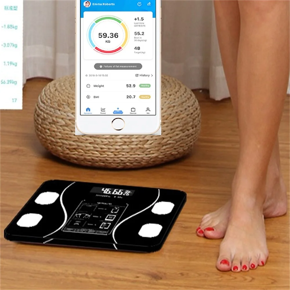 

Body Fat Scale Bluetooth BMI Body Scales Smart Wireless Digital Bathroom Weight Scale Body Composition Analyzer Weighing Scale