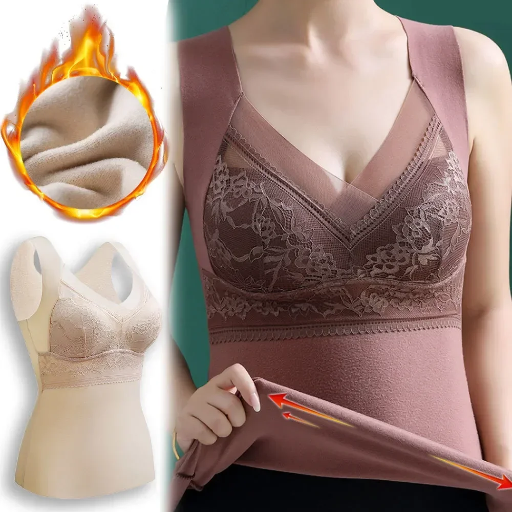 Sexy for Bras Padded Tops Winter Keep Lace V Vest Slim Warm Clothes Underwear Tank Neck Women Cup Plussize Thermal Velvet Female
Sexy for Bras Padded Tops Winter Keep Lace V Vest Slim Warm Clothes Underwear Tank Neck Women Cup Plussize Thermal Velvet Female