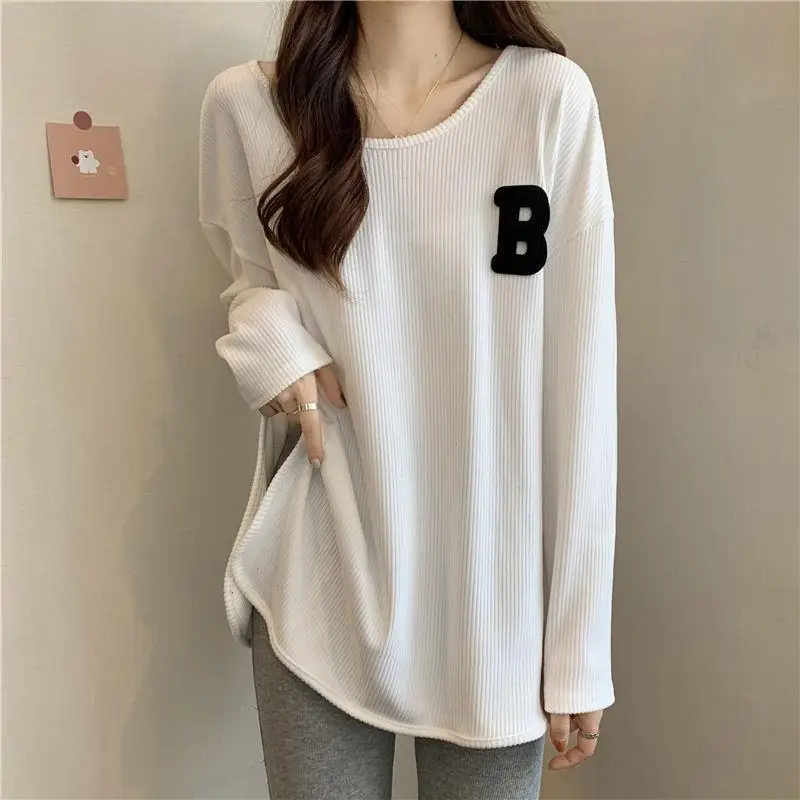 Korean Fashion Letter Print Long Sleeved T-shirt Women's Spring, Autumn Casual Loose Versatile,Oversized T-shirt Women Clothing
Korean Fashion Letter Print Long Sleeved T-shirt Women's Spring, Autumn Casual Loose Versatile,Oversized T-shirt Women Clothing