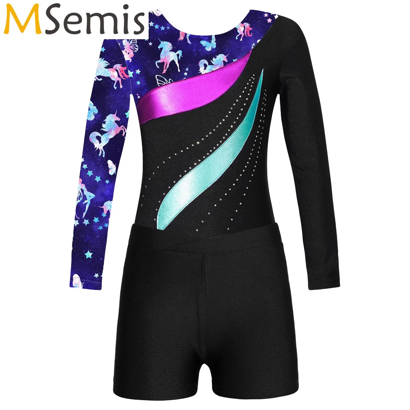 Kids Girls Gymnatic Ballet Leotards Dance Costume Round Neckline Shiny Rhinestones Leotard with V-front Waistband Shorts
Kids Girls Gymnatic Ballet Leotards Dance Costume Round Neckline Shiny Rhinestones Leotard with V-front Waistband Shorts