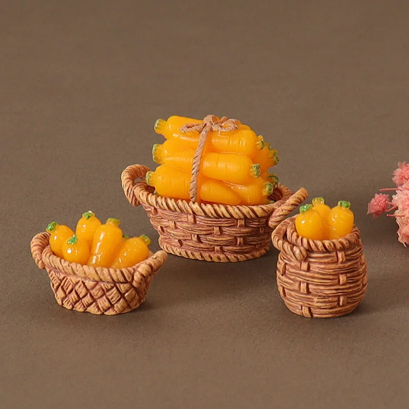 

Милый миниатюрный кукольный домик ручной работы 1/12, корзины для моркови, корзина для хранения овощей и еды для кукольного домика, кухонный декор, 1 комплект
