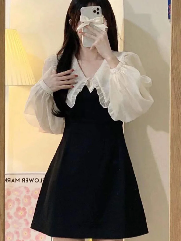 Mini Short Dresses Autumn Vestidos Female Korean Style Kpop Peter Pan Collar Dress Women Elegant Wrap Bodycon Black
Mini Short Dresses Autumn Vestidos Female Korean Style Kpop Peter Pan Collar Dress Women Elegant Wrap Bodycon Black