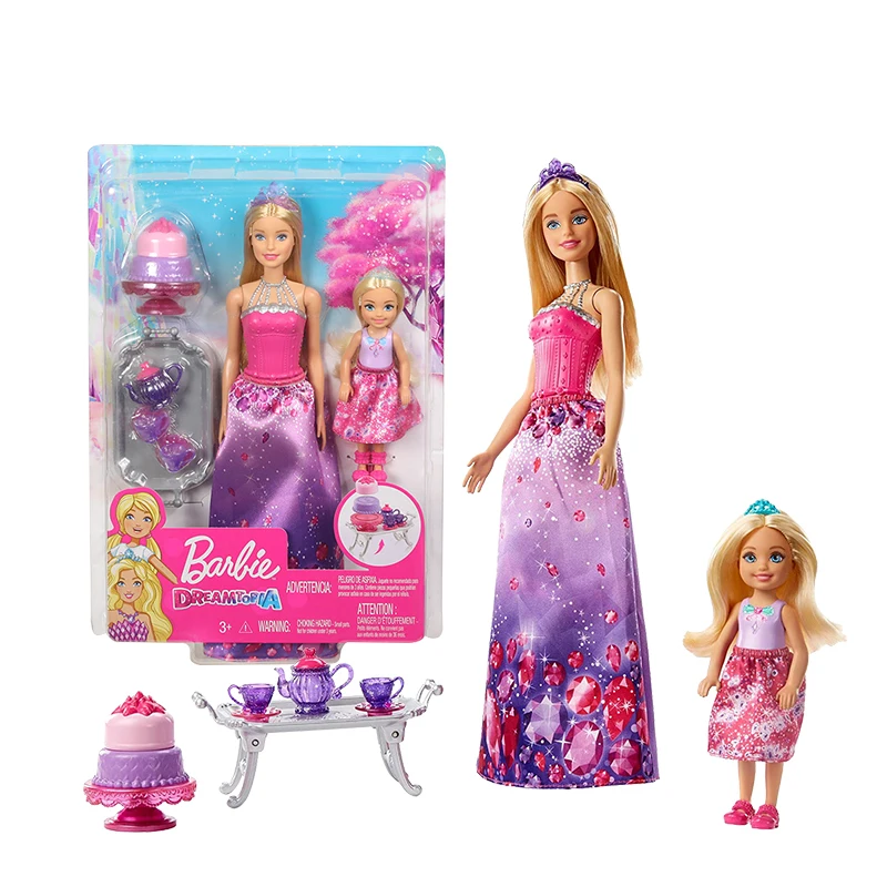 

Оригинальные куклы Mattel Барби Dreamtopia Челси, игровой набор, куклы с кухонными чайными аксессуарами, игрушки для девочек, рождественские подарки