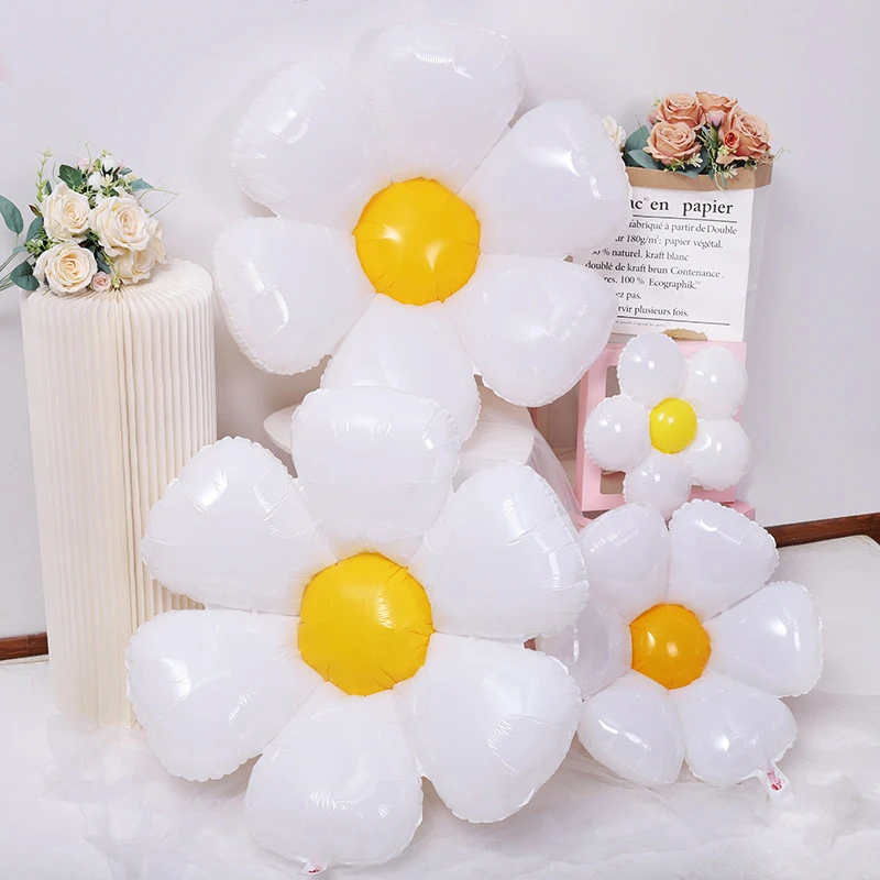 

Romantic Party White Daisy Flower Balloon Sunflower Foil Balloons for Wedding Birthday Party Decoration Baby Shower Photo Props