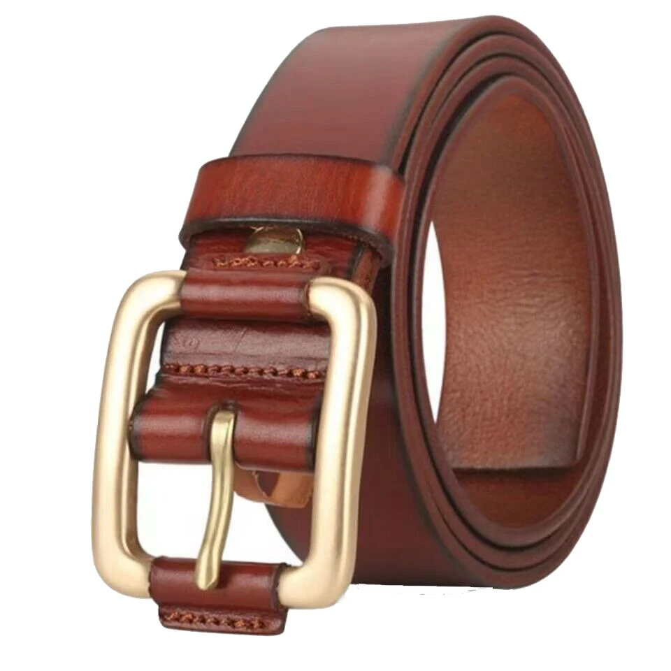 

Pure Cowhide High Quality Genuine Leather Belts for Men Male Brass Buckle Business Casual Pants Belt Man