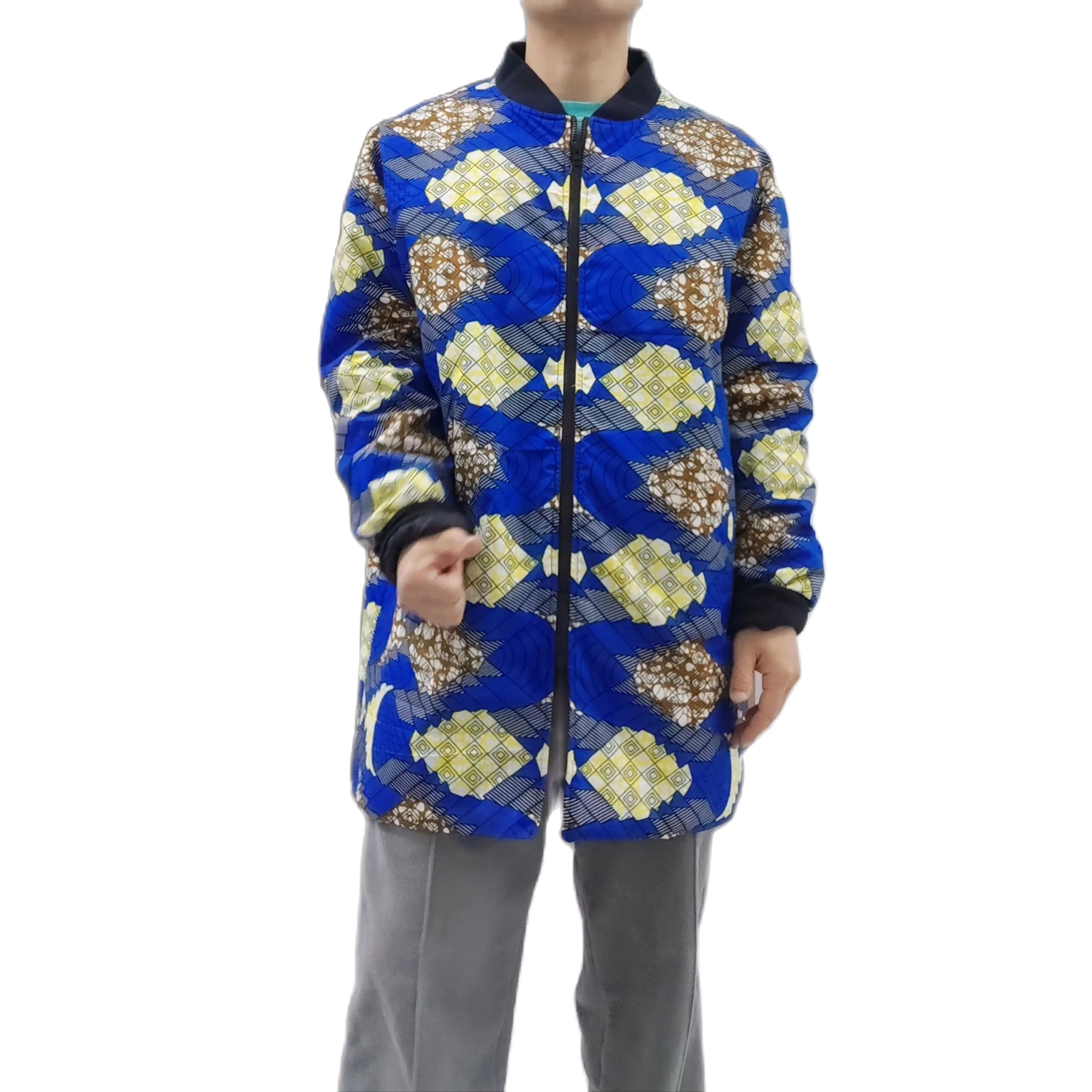 

Original Design Cotton Liner Men's Long Coat Nigerian Fashion Warm Thickened African Print Bomber Jacket Limited Edition