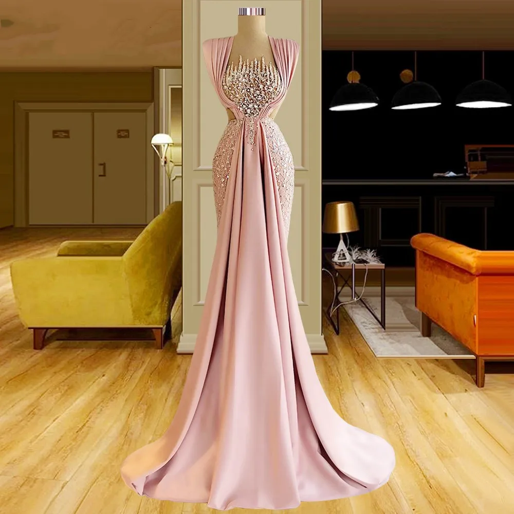

Женское длинное вечернее платье, розовое платье с бисером в арабском стиле, для свадьбы, выпускного вечера, для знаменитостей, индивидуальный пошив