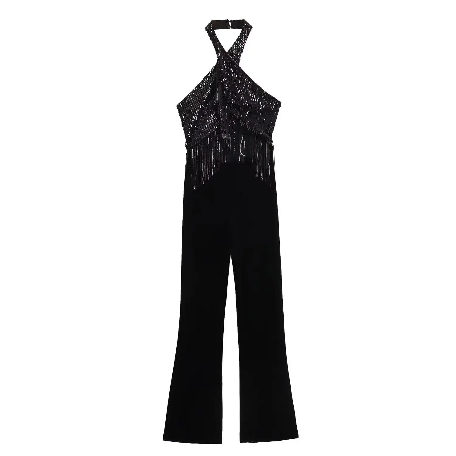Women New Fashion Open Design Tassel Bead Halter Jumpsuit Vintage Sleeveless Backless Casual Chic Female Playsuits Mujer
Women New Fashion Open Design Tassel Bead Halter Jumpsuit Vintage Sleeveless Backless Casual Chic Female Playsuits Mujer